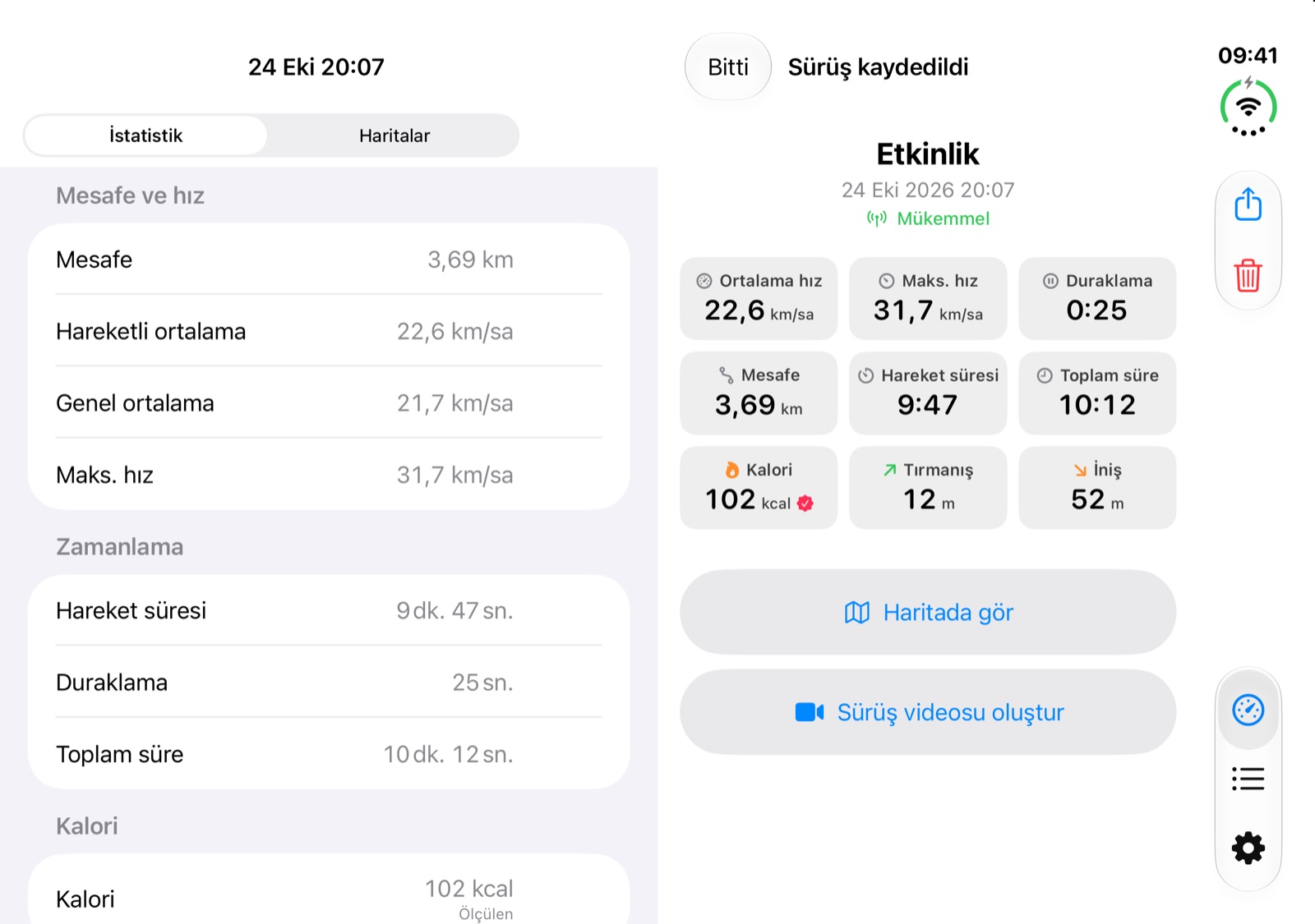 iPhone Duo'da RideMeter ekran görüntüsü 2